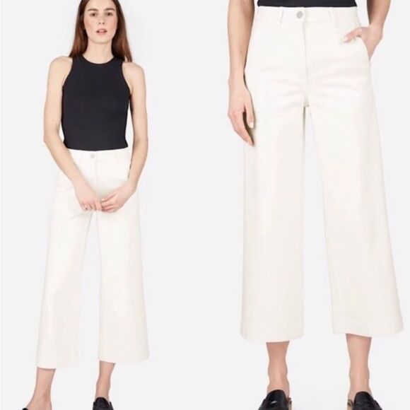 Everlane Cropped Wide Leg Short Jean White Pants Size 2S - Picture 1 of 9